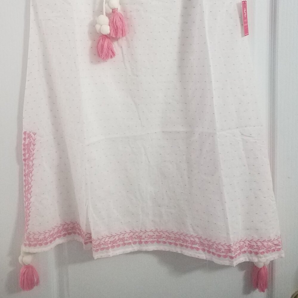 Simply Southern Swiss Dot Tassel Dress With Pink Size Large  NWT - Picture 4 of 5